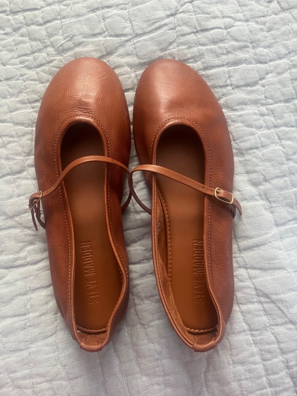 Steve Madden Chestnut Brown Leather Mary Jane Flats